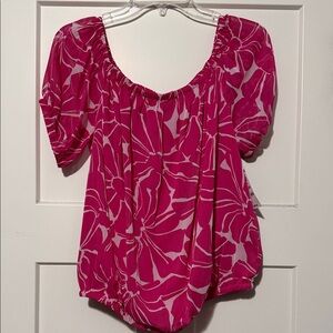 INC International Concepts Fuchsia Floral Blouse